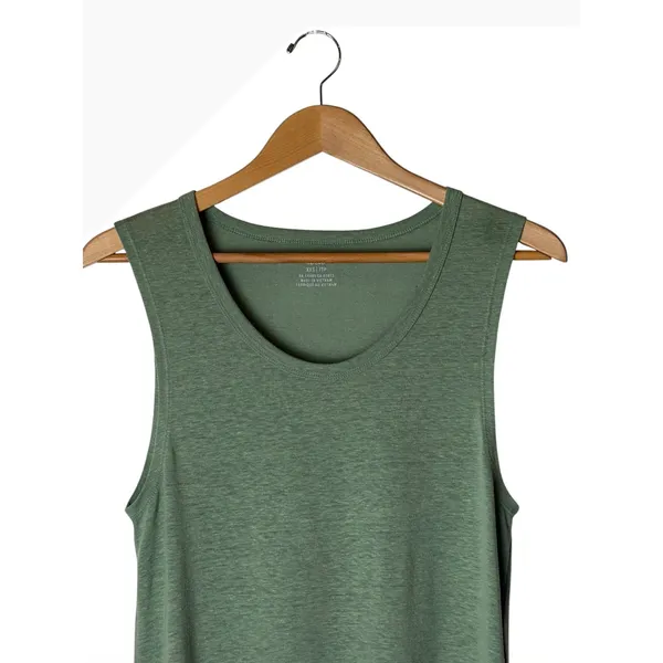 Aerie Tank Dress Women XXS Olive Green Linen Blend Midi High Low Athleisure - Image 4