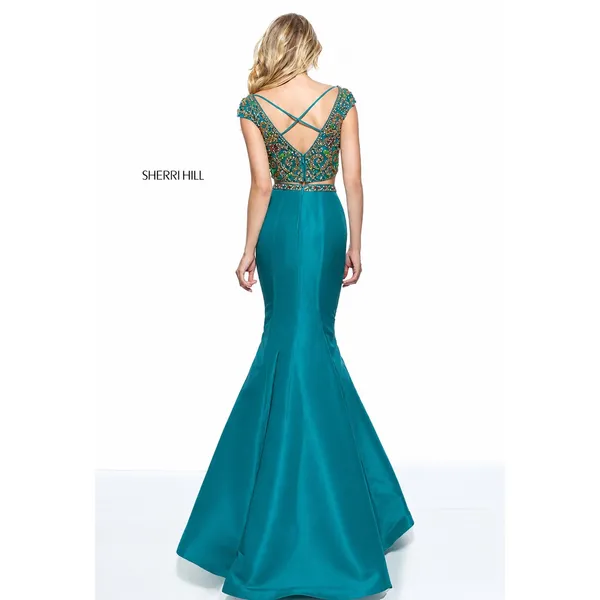 Sherri Hill 51167 Aqua Beaded Two Piece Gown Size 2 Mermaid‎ Formal Dress NWT - Image 3