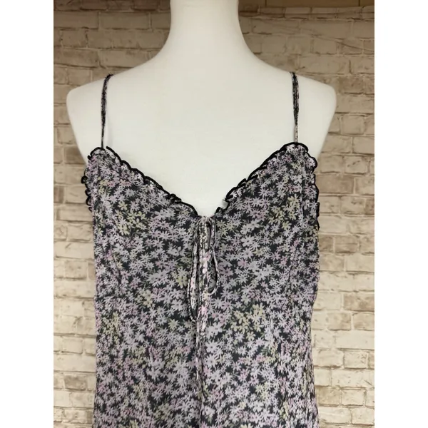 American Eagle Dress L Floral Slip Dress Pink Black‎ Spaghetti Strap Mini - Image 4