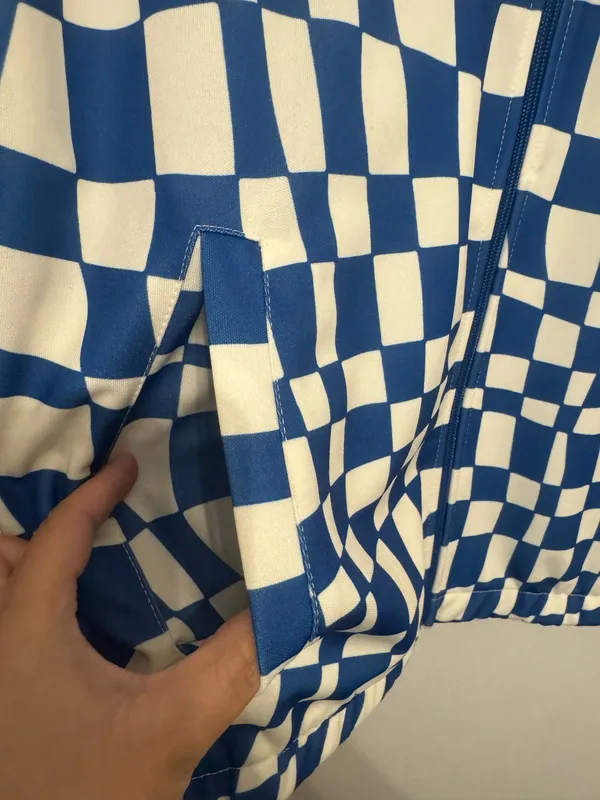MELODY EHSANI Womens Track Jacket In Checked Blue Size Small - Image 4