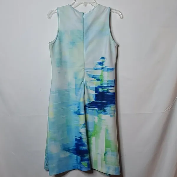 Julia Jordan sleeveless blue abstract mesh shift dress sz 6 - Image 8