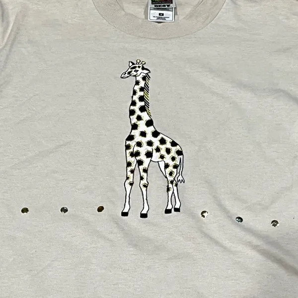 Vintage Cream Single Stitch Giraffe Shirt Women’s Medium - Image 3