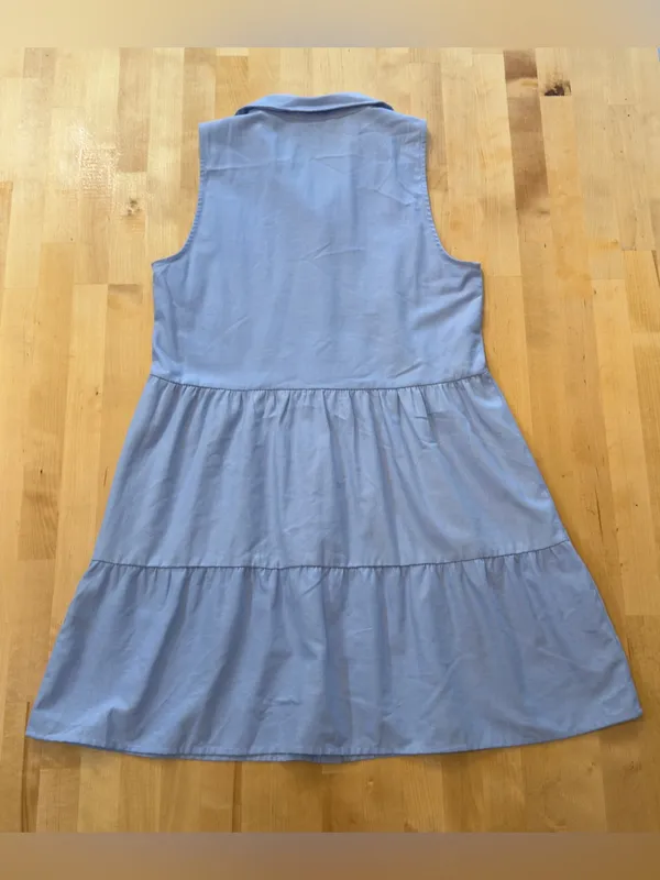 Stradivarius Light Blue Sleeveless Button-Down Tiered Dress - Image 2