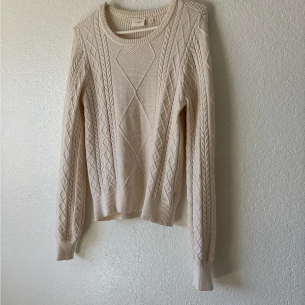 Cyrus Cream Cable Knit Sweater Ivory Size M Academy Preppy - Image 9