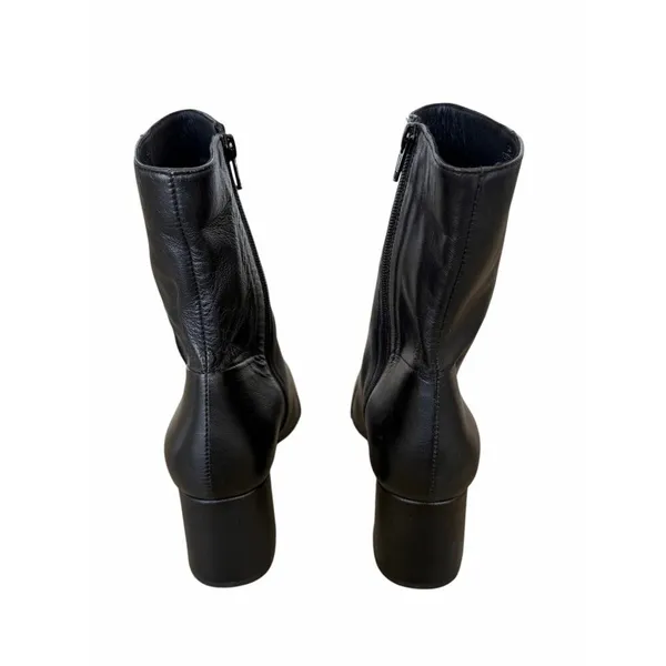 Free People Black Supple Leather Square Cap Toe Block Heel Ankle Boots‎ Size 10 - Image 6
