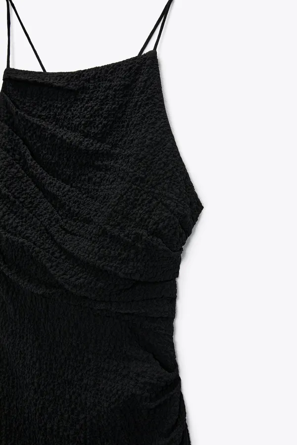 ZARA textured draped little black mini dress - Image 8