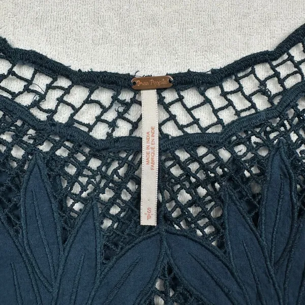 Free People Island Sun Top Women’s Small Blue Open Side Crochet Tank Boho - Image 2
