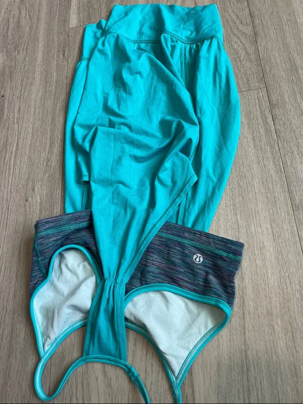 lululemon teal strappy workout tank with gray accents - Image 2