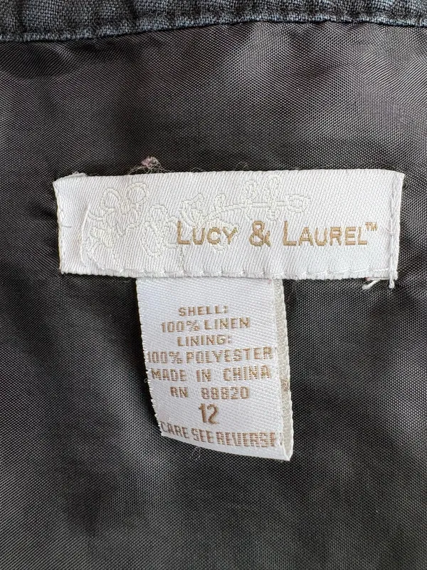 Lucy & Laurel Women's Black Linen A-Line Skirt with White Floral Embroidery Size - Image 5