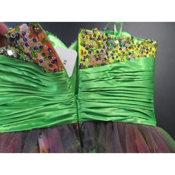 Let’s Fashion XS Colorful Formal Homecoming Dress Knee Length Multicolor Sequins - Image 3