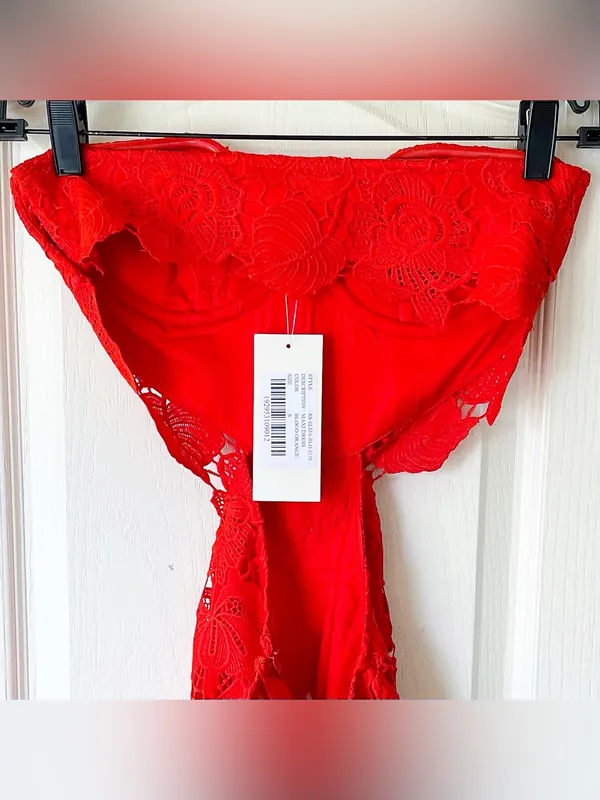 Rococo Sand Eliza‎ Lace Maxi Dress Cutout Blood Orange Small NWT - Image 7