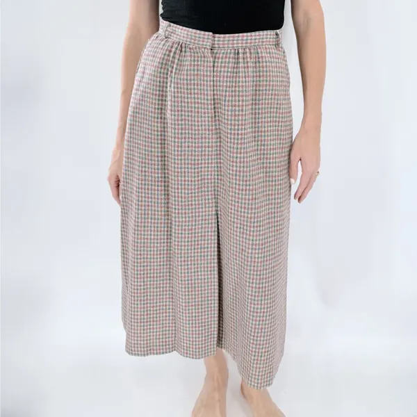 Vintage Plaid Midi High Waisted Front Pleat A-Line Skirt Size 12 - Image 2