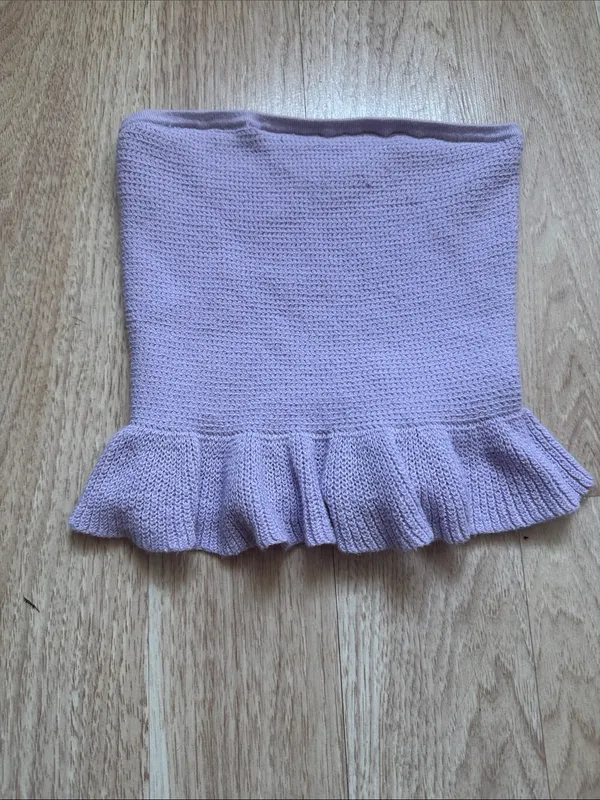 2 American Eagle cropped peplum sweater tube top with a ruffled hem Size XS - Image 7