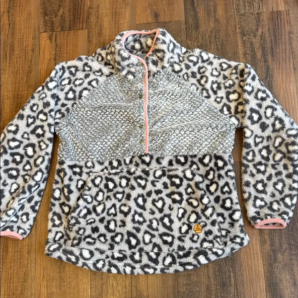 Simply Southern Gray and Pink Fleece Pullover - Image 3