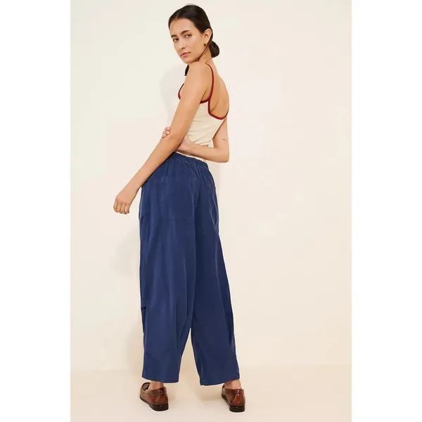 Free People XL Nice Choice Cord Jeans Navy Blue Barrel Harem Pull On Corduroy - Image 9