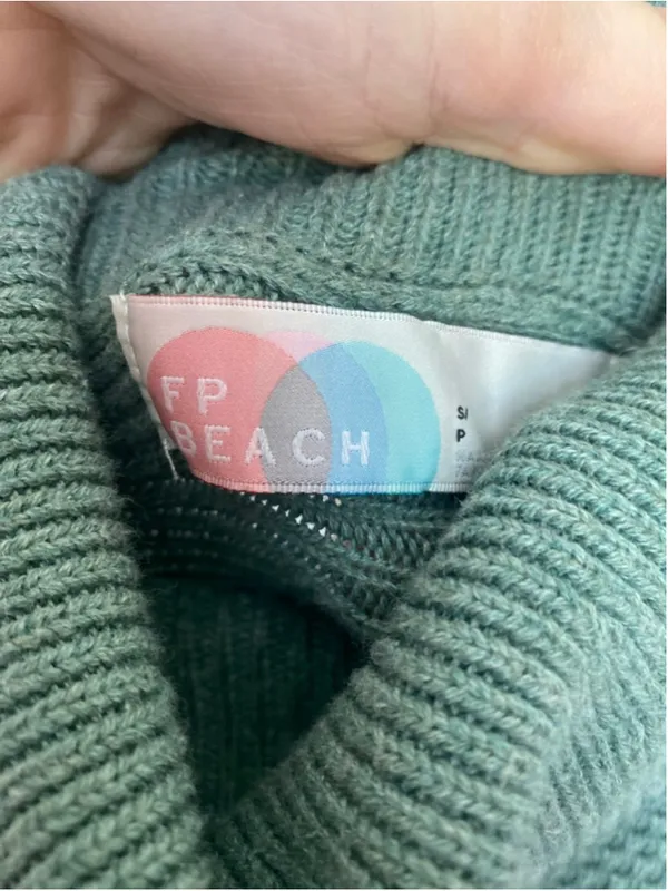 Free People FP Beach Cotton Turtleneck Sweater Sage Green Cozy Quiet Luxury Vaca Lounge Boho - Image 4