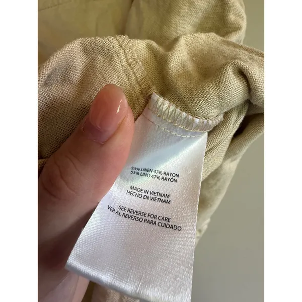 Express Tan Beige Linen Blend Square Neck Tank Top Sleeveless Blouse XS - Image 3