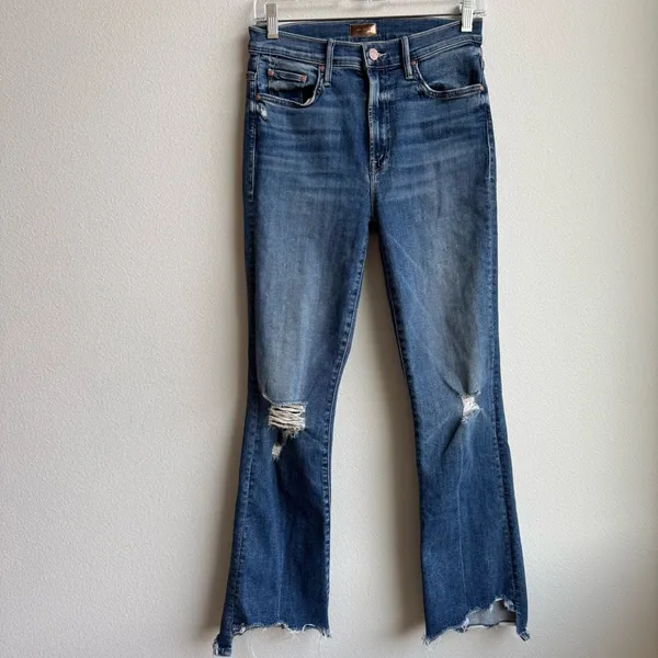 MOTHER The Insider Crop Step Chew Dancing On Coals Flare Hem Size 26 Blue - Image 2