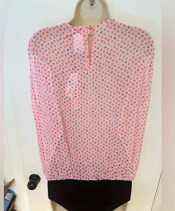 Fiorucci Polka Dot Light Pink Body Suit NWT Italian Size 40 Oversized Size 4 - Image 7