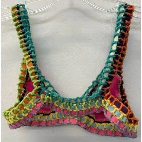 Ferrarini by PilyQ Pink Crochet Trim Bikini‎ Set Two Piece Swimsuit One Size - Image 4