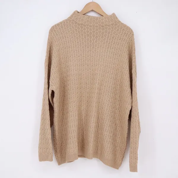 Preswick & Moore Sweater Womens 2X Tan Mock Neck Textured Knit NWT - Image 2