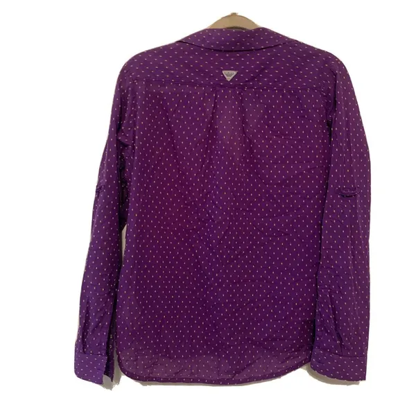 Columbia Womens Size Medium Purple Gold LSU Tigers Embroidered Button Up Blouse - Image 3
