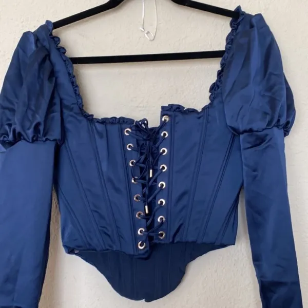HOUSE OF CB 'Dana'‎ Navy Puff Sleeve Corset NWOT - Image 4