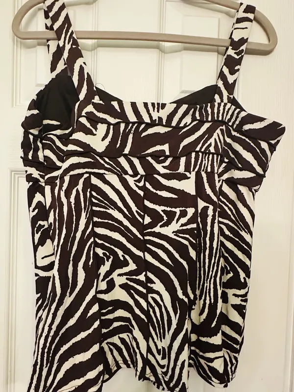 Sandra Darren Brown & White Zebra Print top - Image 3