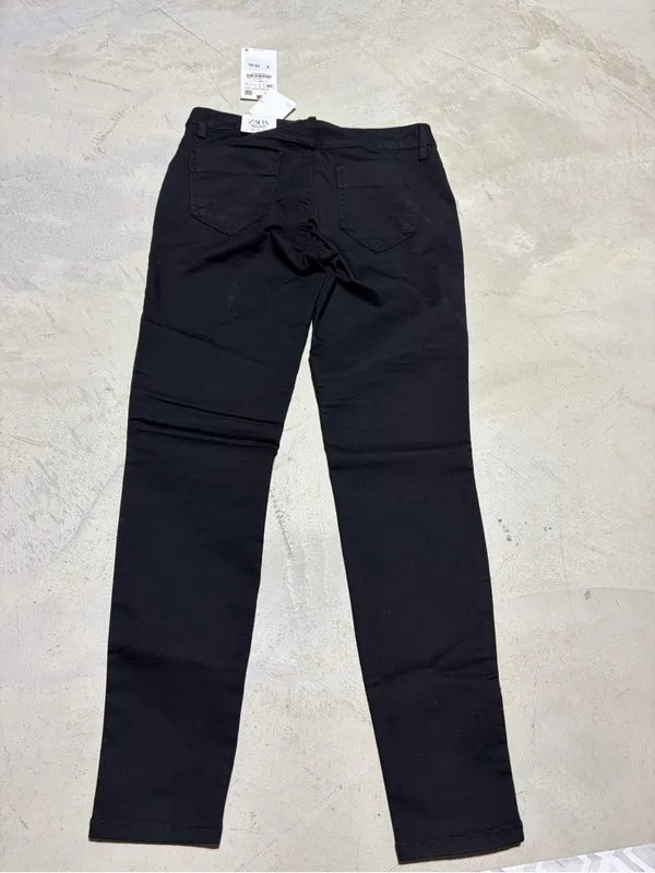 Zara NWT Black Ribbed Knee Moto mid rise Skinny Jeans 6 - Image 8