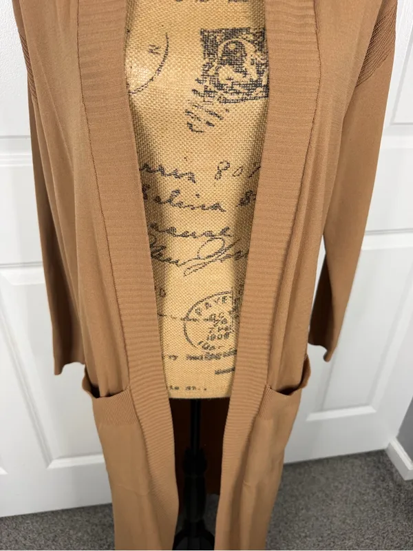 House of CB Size S Camel Brown Floor Length Open Front Duster Cardigan NWOT - Image 5