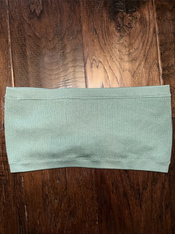 NWT aerie Sage Green Girls' Ruched Tube Top Small - Image 3