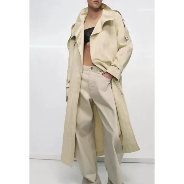 Zara ZW Collection High Neck Butter Trench Coat Luxury City Fall Runway - Image 12