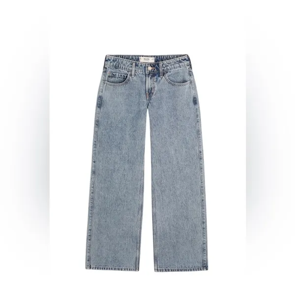Hollister Low-Rise Medium Wash Baggy Jeans 25X31” Med Wash 100% Cotton Wide Leg - Image 2