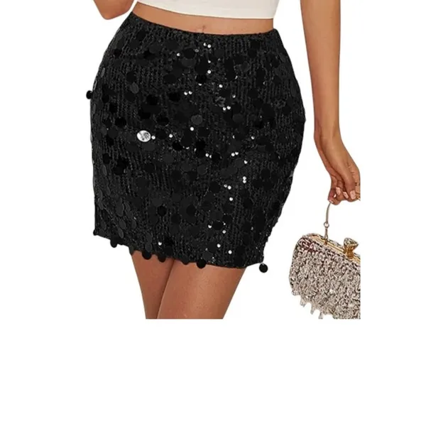 Kate Kasin medium sequin stretch mini skirt bodycon SK 2814 - Image 2