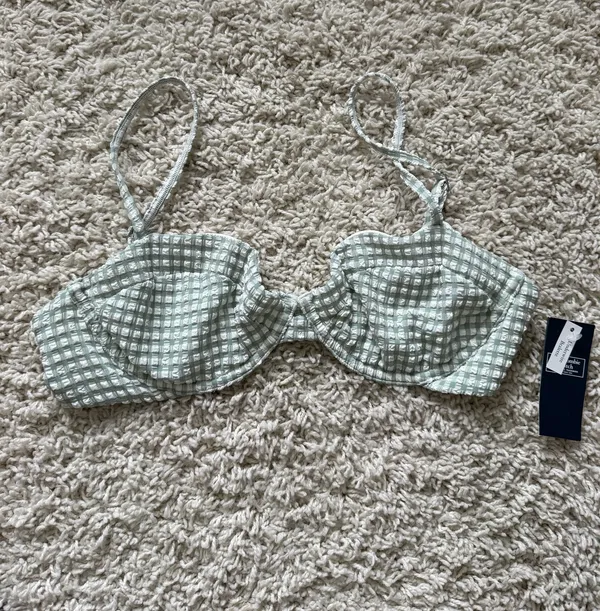 Abercrombie & fitch Checkered seersucker green bikini bra top - Image 2