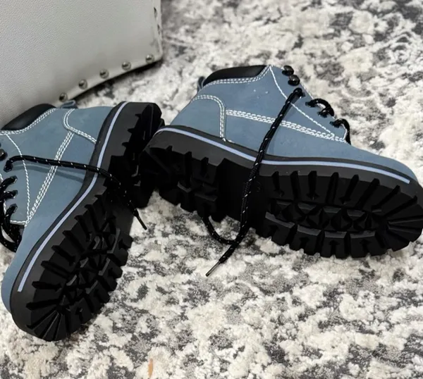 No Boundaries Blue Distressed Zip Stitch Accent Hiker Boots - Image 10