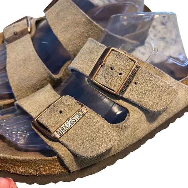 Birkenstock Arizona Sandals Women 39 Taupe Suede Boho Comfort Slide Made Germany - Image 5