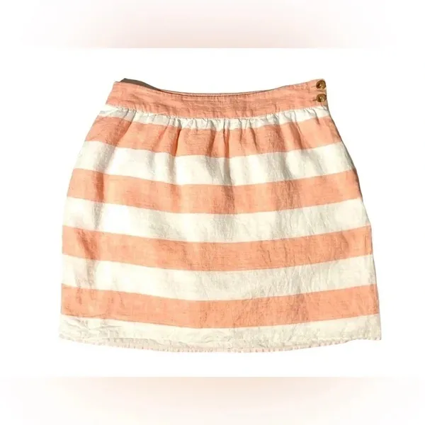 Vineyard Vines Ventura Coral Striped 100% Linen Skirt - Image 2