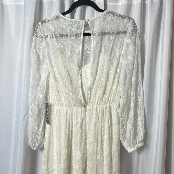 ModCloth Ivory Lace Maxi Dress Long Sleeve Sheer Overlay Lined Size S - Image 10