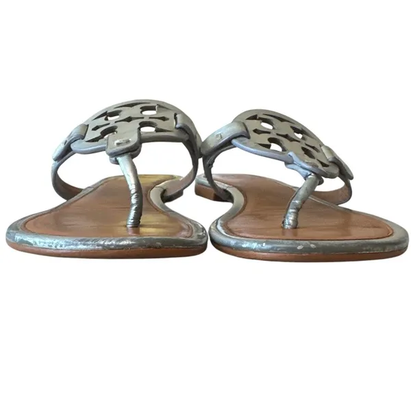 Tory Burch Miller Metallic‎ Silver Sandals Size 7 - Image 2