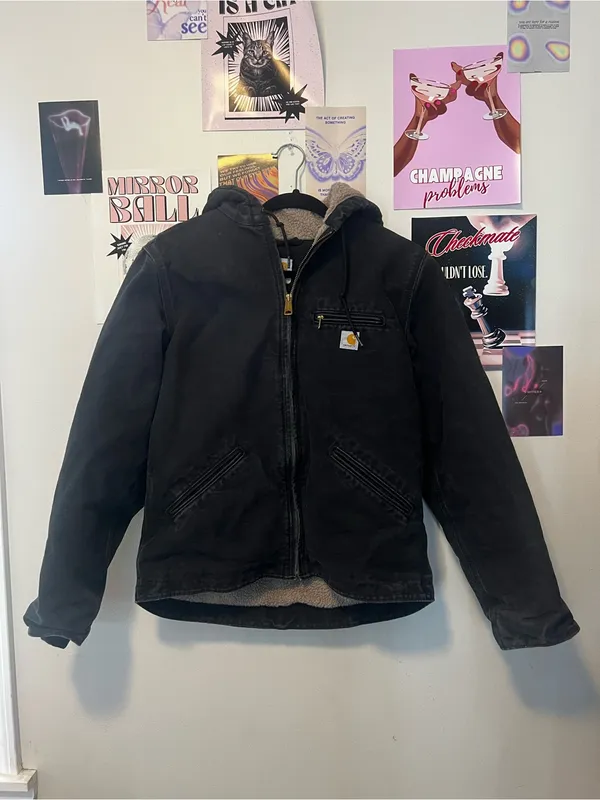 Carhartt Black Hooded Sherpa-Lined Field Jacket - Image 2