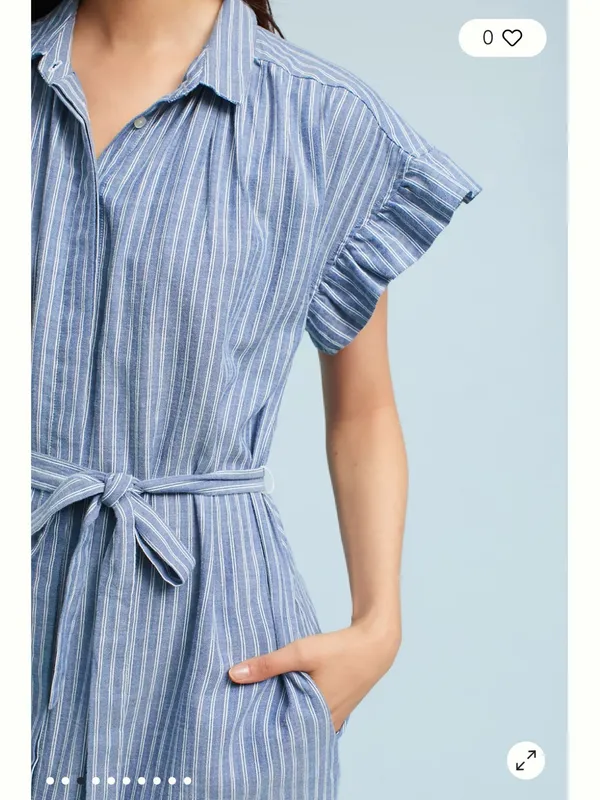 Anthropologie Isabella Sinclair Piper Blue White Stripe Ruffle Sleeve Dress Sz M - Image 4
