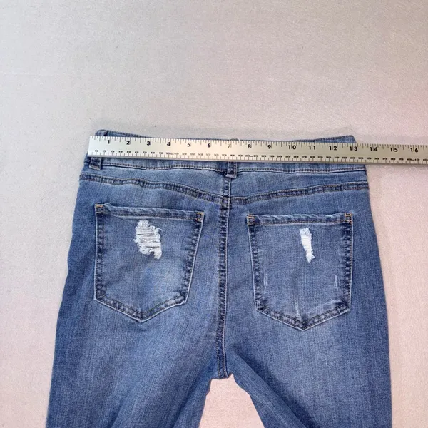 BCBGeneration Womens Mid Rise Bootcut Distressed Jeans Blue Size 7/28 - Image 8