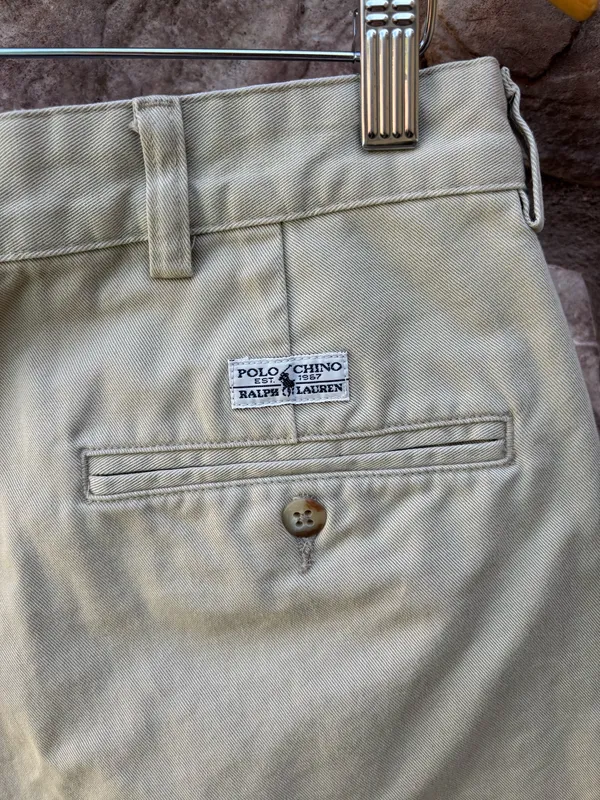 Polo Ralph Lauren Tyler Shorts Mens Beige Double Pleated Sz 34 Cotton Pockets - Image 4