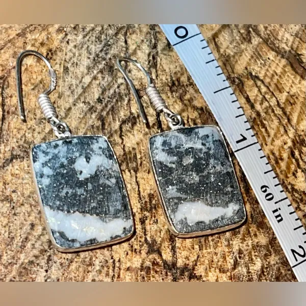 White Bufalo Turquoise Earrings 1 1/2” Black - Image 6