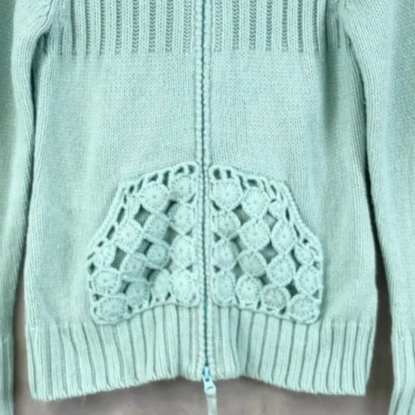 Cabelas Womens‎ Crochet Knit Hoodie Sweater Small Boho Cottage Festival Hippie - Image 2