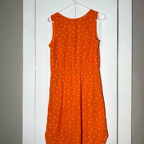 Merona Mini Dress Orange White Polka Dots Sleeveless Size M - Image 4