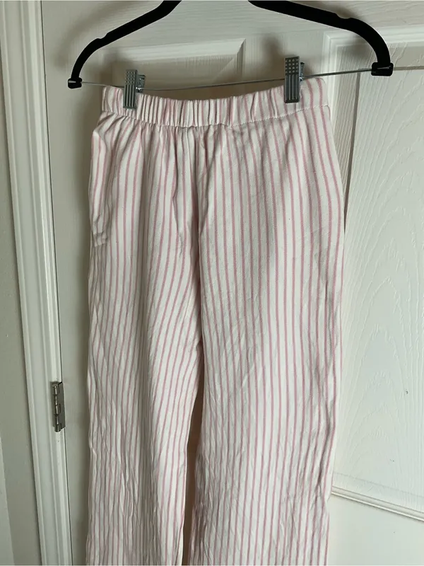Zara Pink & White Striped Cotton Wide-Leg Pants - Size 13-14 - Image 6
