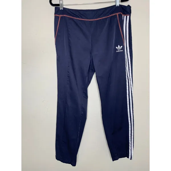 Adidas Blue Sz Large Three Stripe Pants Pockets Twill - Image 2