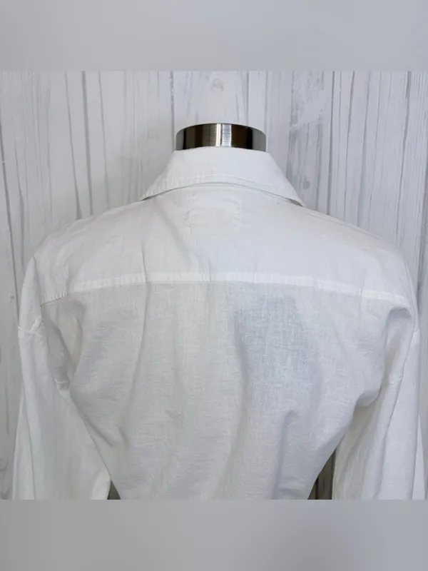 NWT CHASER Portofino‎ White Cotton Cropped Wrap Top, S/M - Image 9